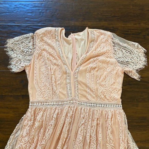 Peach Short Sleeve Maxi Lace Dress Size XXL - Picture 3 of 6